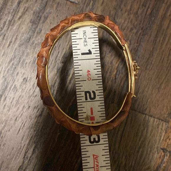 Fleur de lis Leather Wrapped Bangle Bracelet - Picture 5 of 9